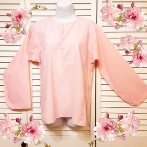 Floral Embroidered "Mexican Style" Loose Cotton Blouse